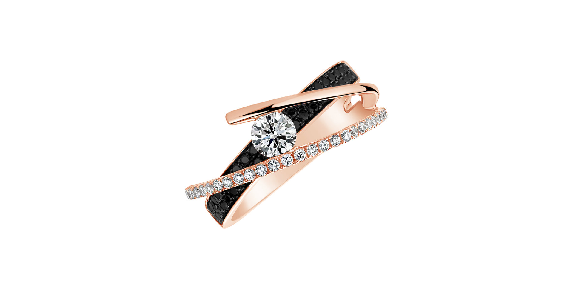 Ring with black and white diamonds Galaxy Desire