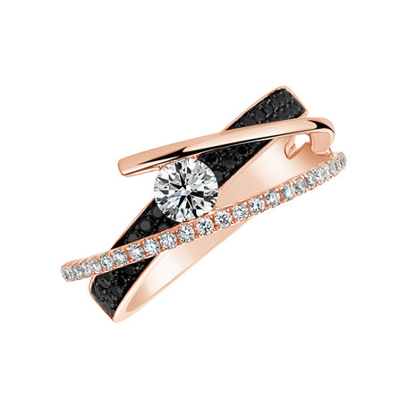 Ring with black and white diamonds Galaxy Desire