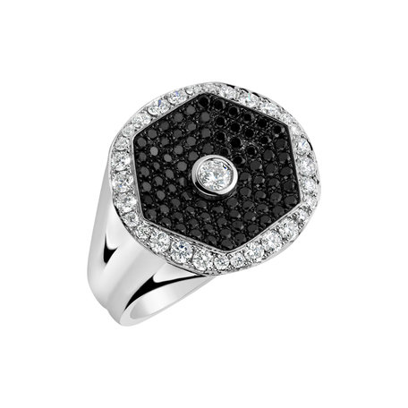 Ring with black and white diamonds Ernest