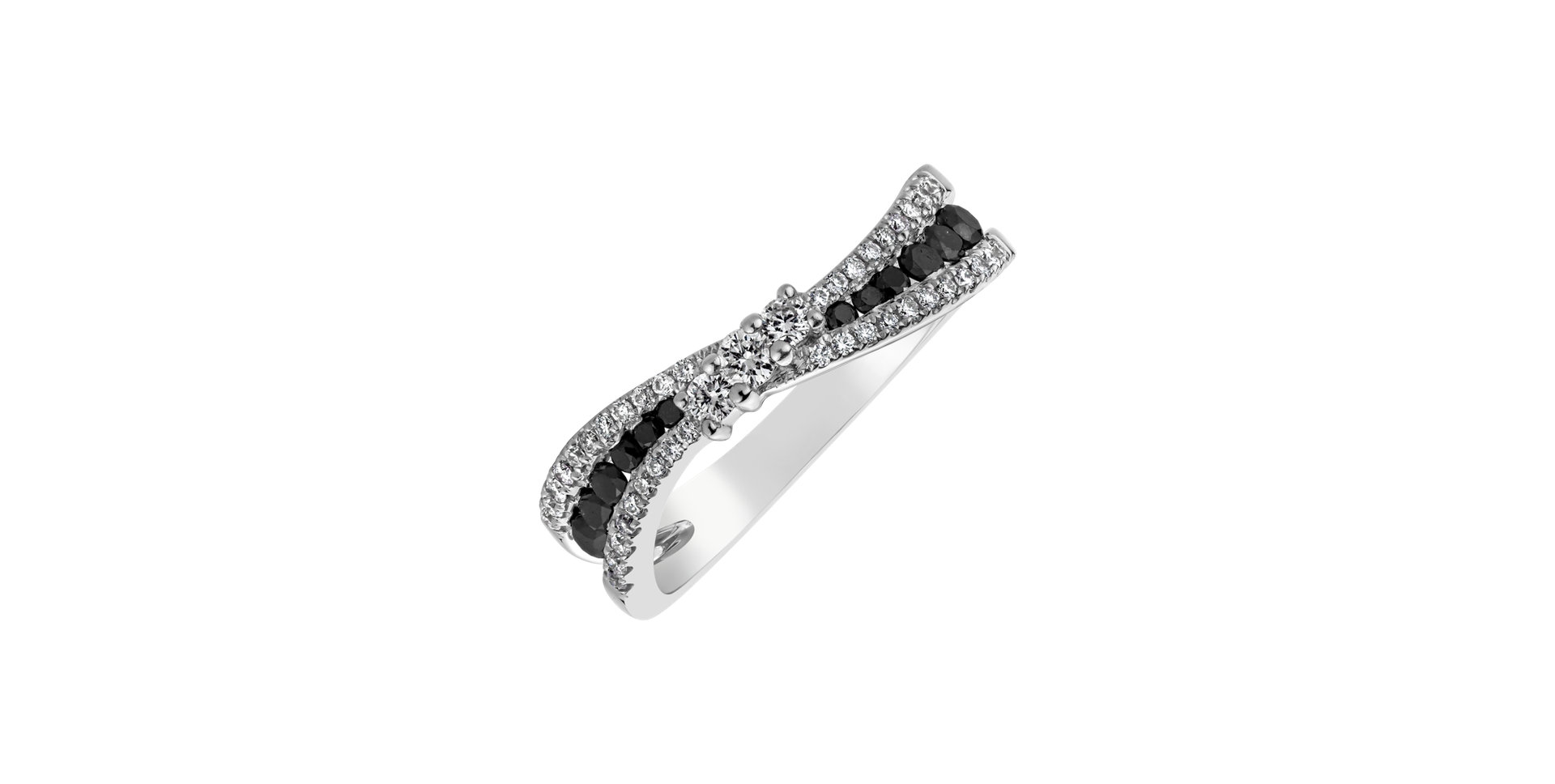 Ring with black and white diamonds Junia