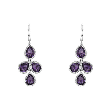 Diamond earrings with Amethyst Charming Princess