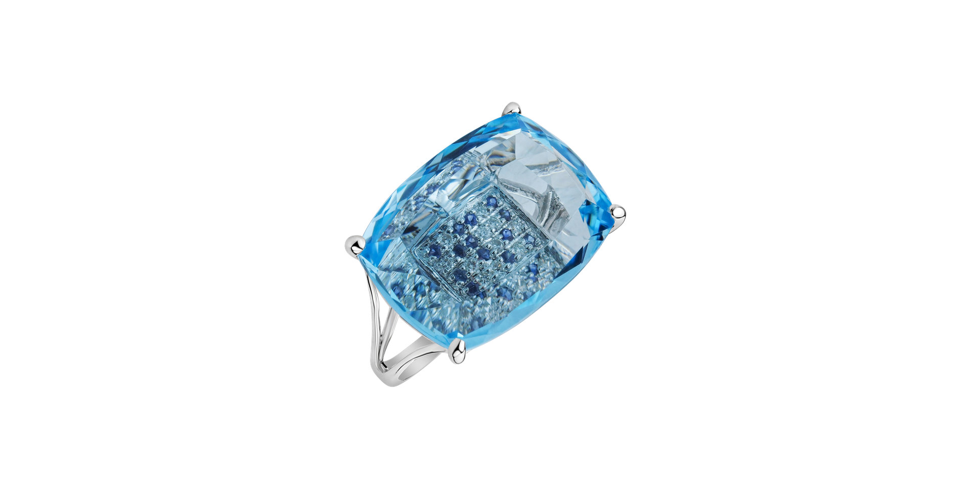 Diamond ring with Topaz and Sapphire Ligia