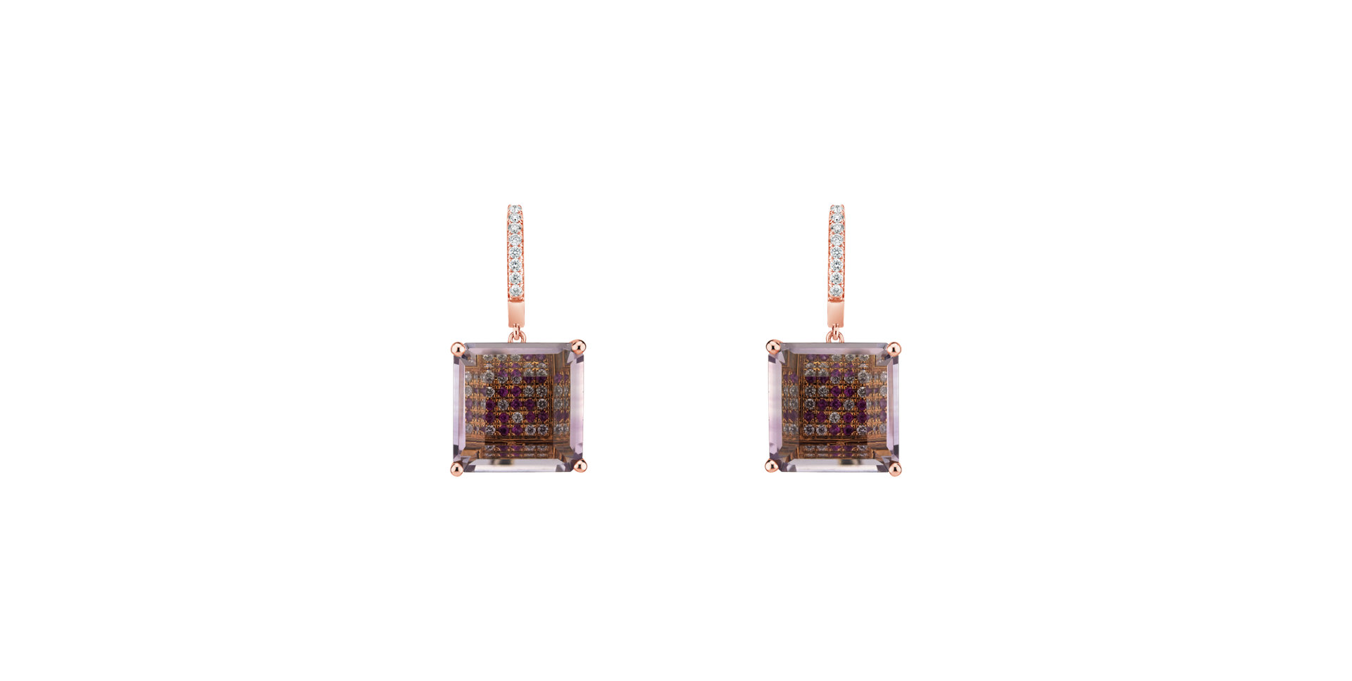 Diamond earrings with Amethyst and Sapphire Aisling
