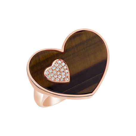 Diamond ring with Tiger Eye Lovers Together