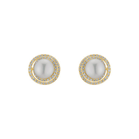 Diamond earrings with Pearl Eyes of the Ocean