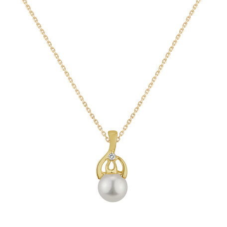 Diamond pendant with Pearl Eudora