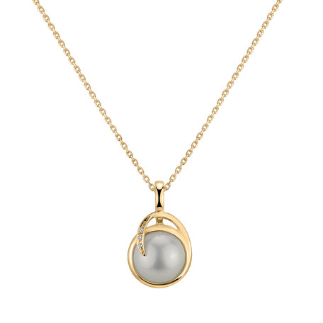 Diamond pendant with Pearl Astral Ocean