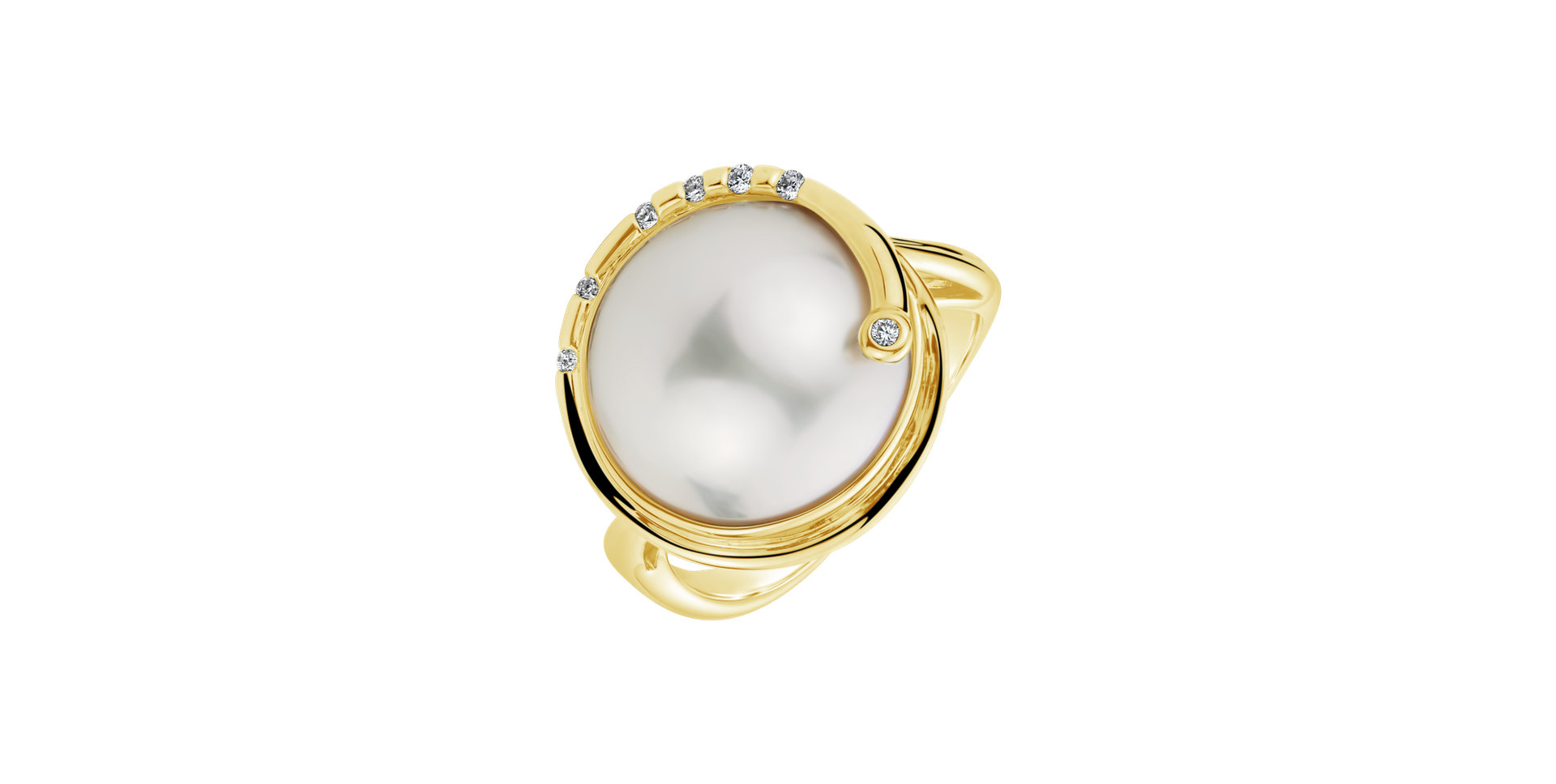 Diamond ring with Pearl Miraculous pearl