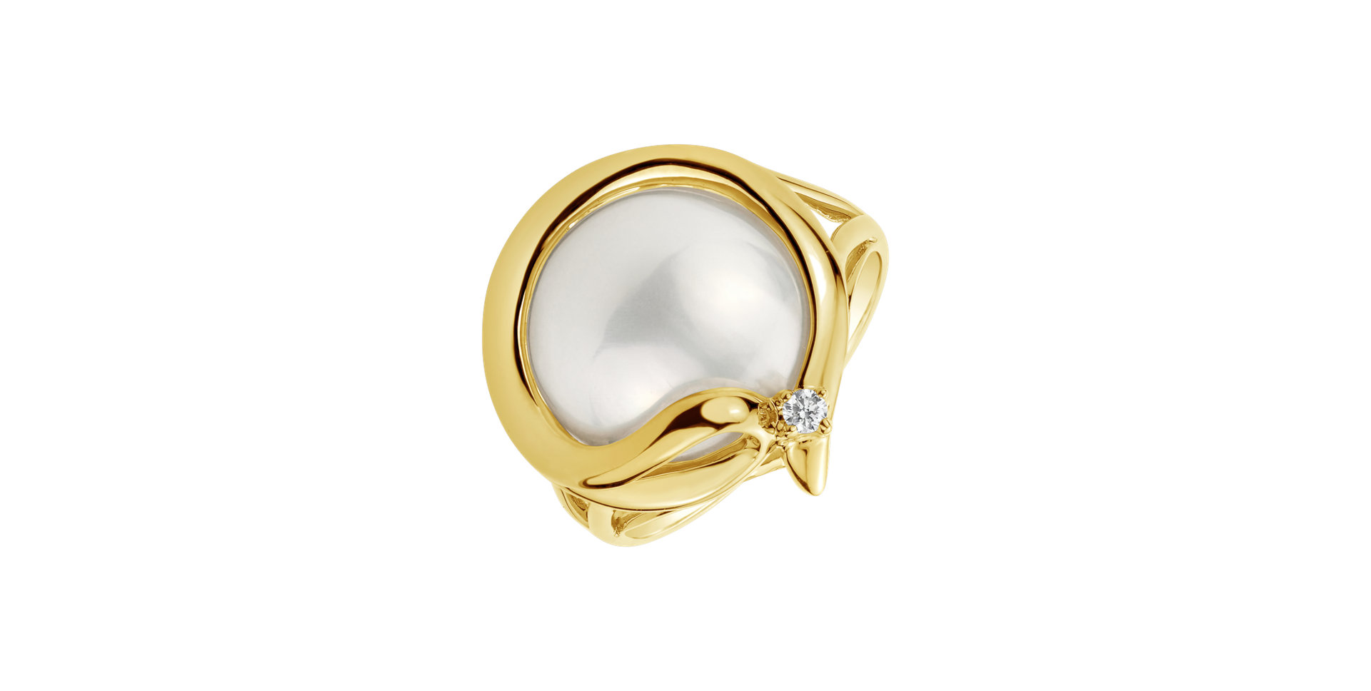 Diamond ring with Pearl Caulerpa Pearl