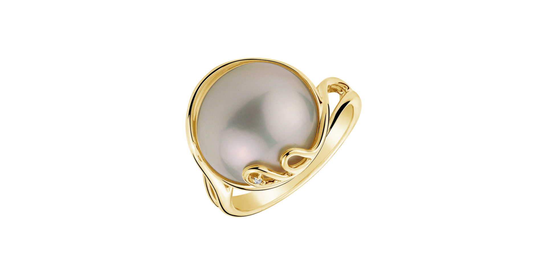 Diamond ring with Pearl Shiny Morning