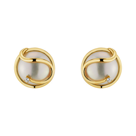 Diamond earrings with Pearl Ophiner