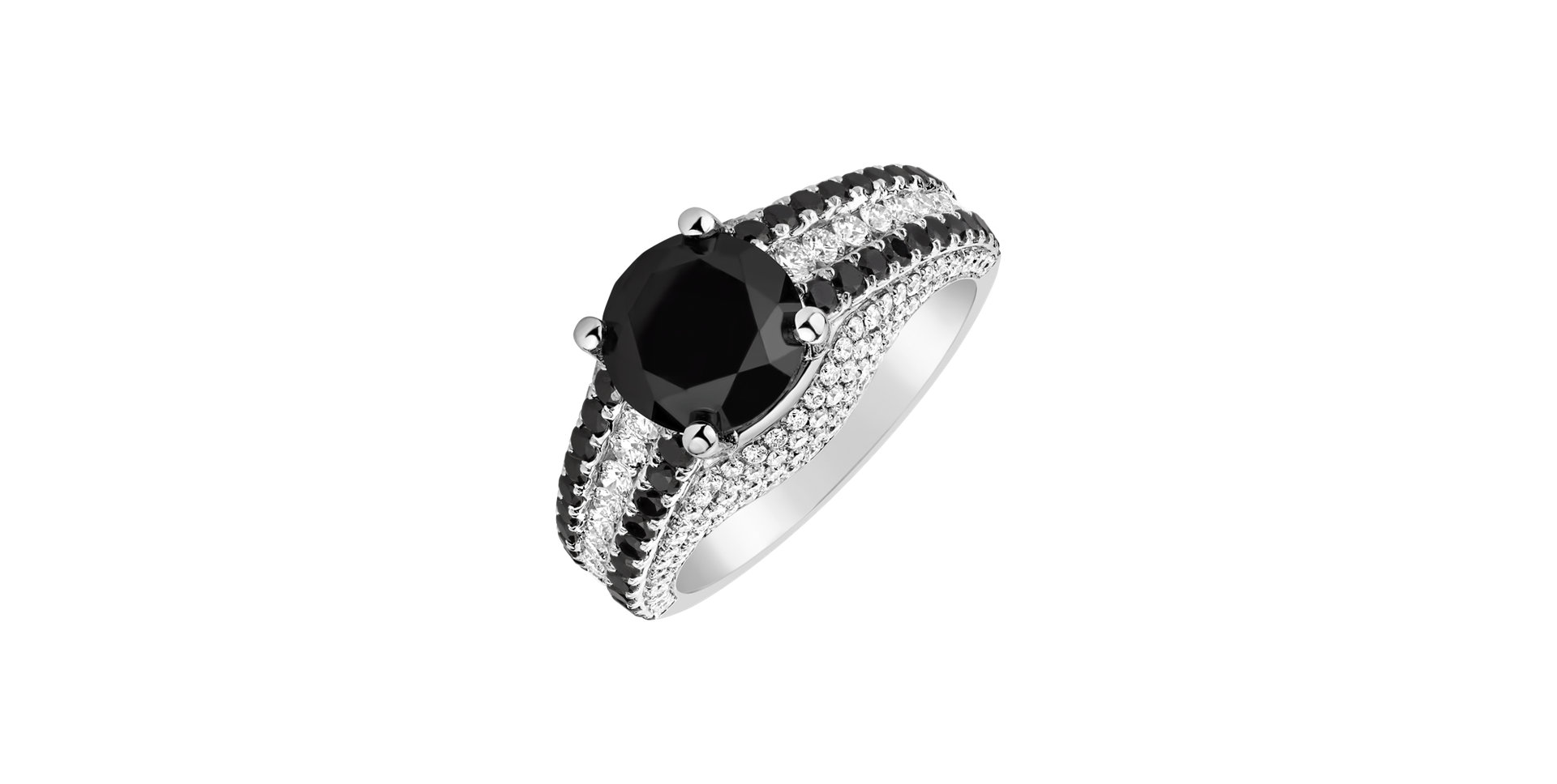 Ring with black and white diamonds Lovelin