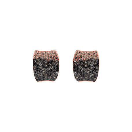 Earrings with white, brown and black diamonds Elidia