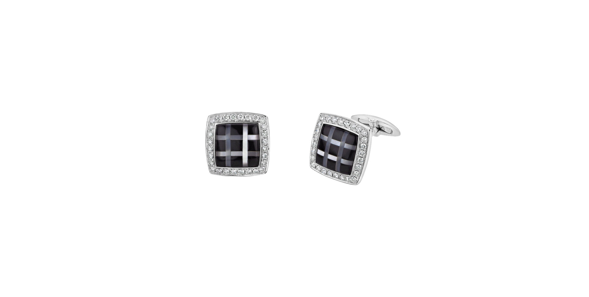Diamond cufflinks with Onyx and Mother of Pearl Masculine Touch