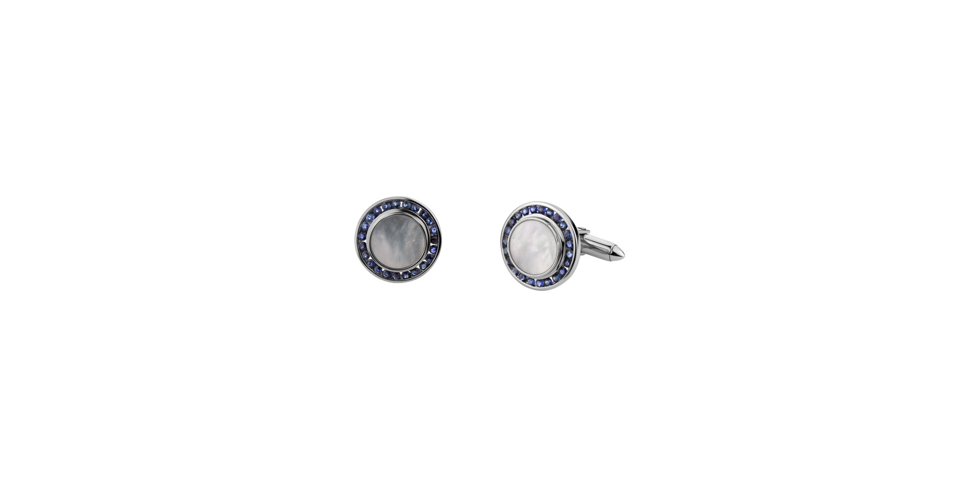 Cufflinks with Mother of Pearl and Sapphire Gloomy Ice
