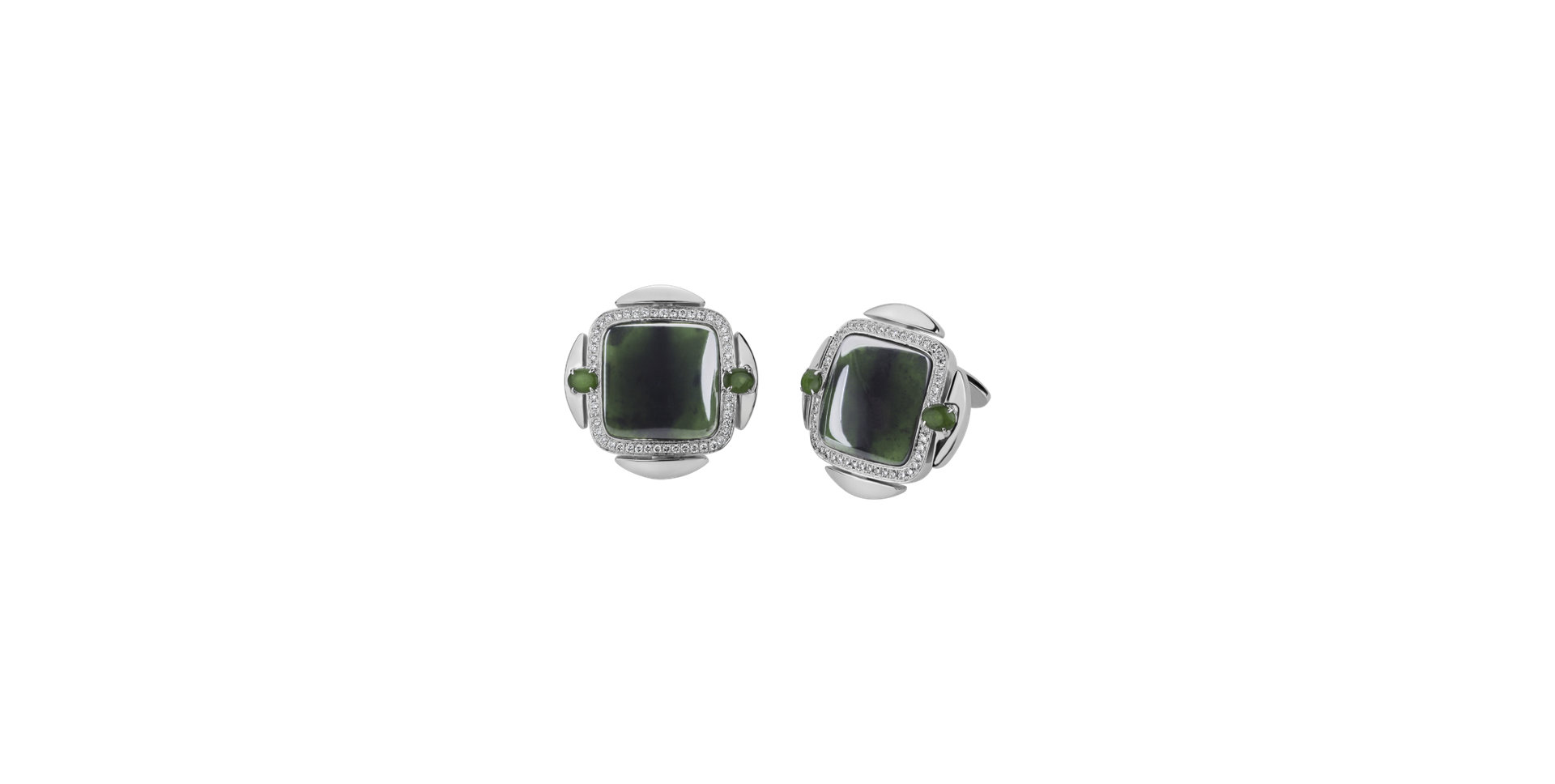 Diamond cufflinks with Jade Mozart Poetry