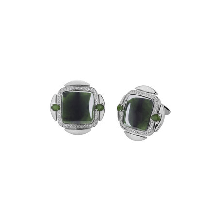 Diamond cufflinks with Jade Mozart Poetry