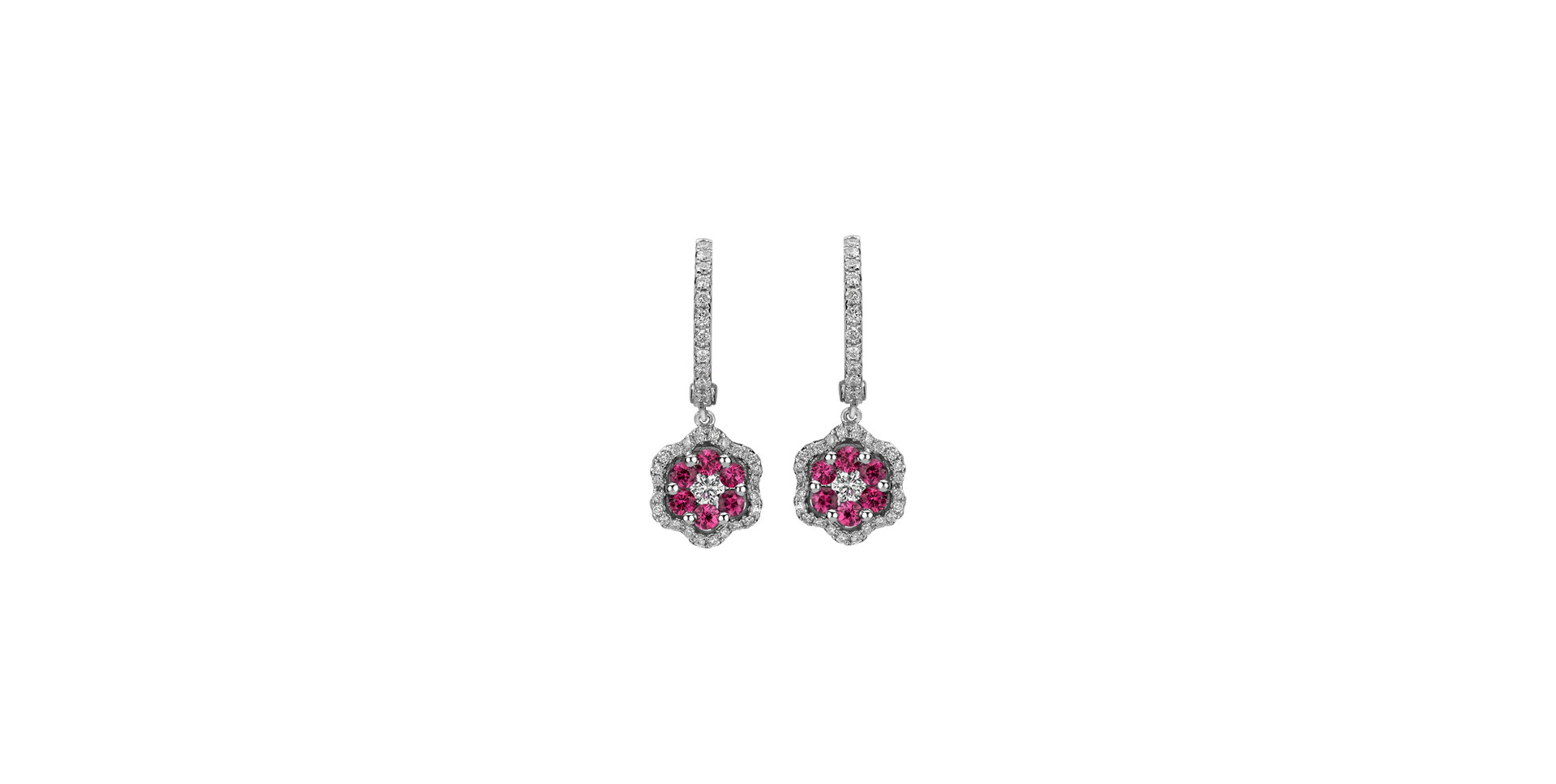 Diamond earrings and Ruby Blooming Jewellery