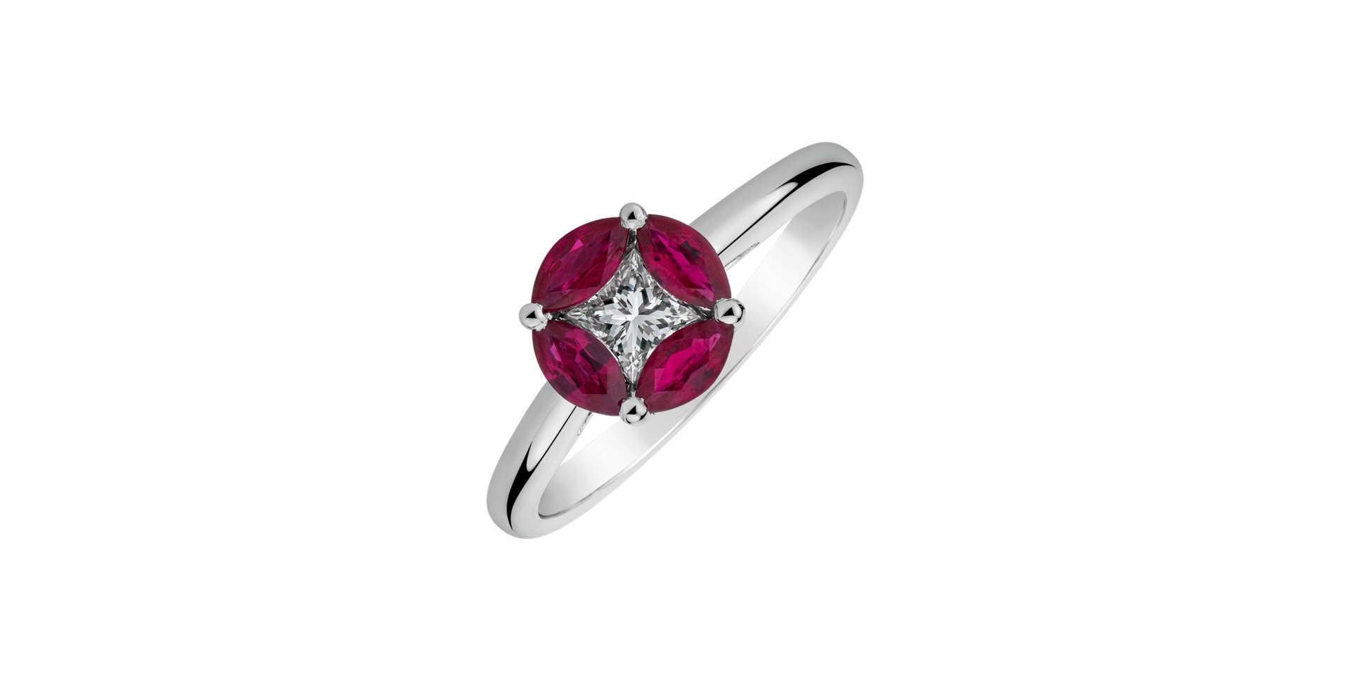 Diamond ring with Ruby Princess Passion