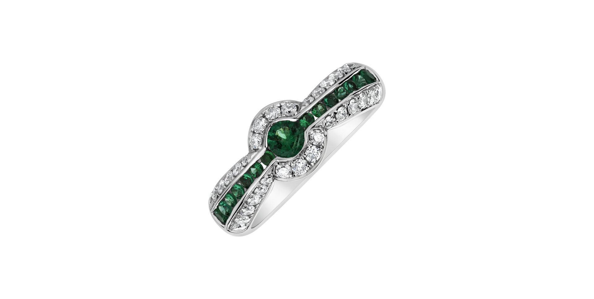 Diamond ring with Emerald Valeria