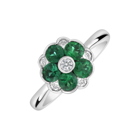 Diamond ring with Emerald Aviana