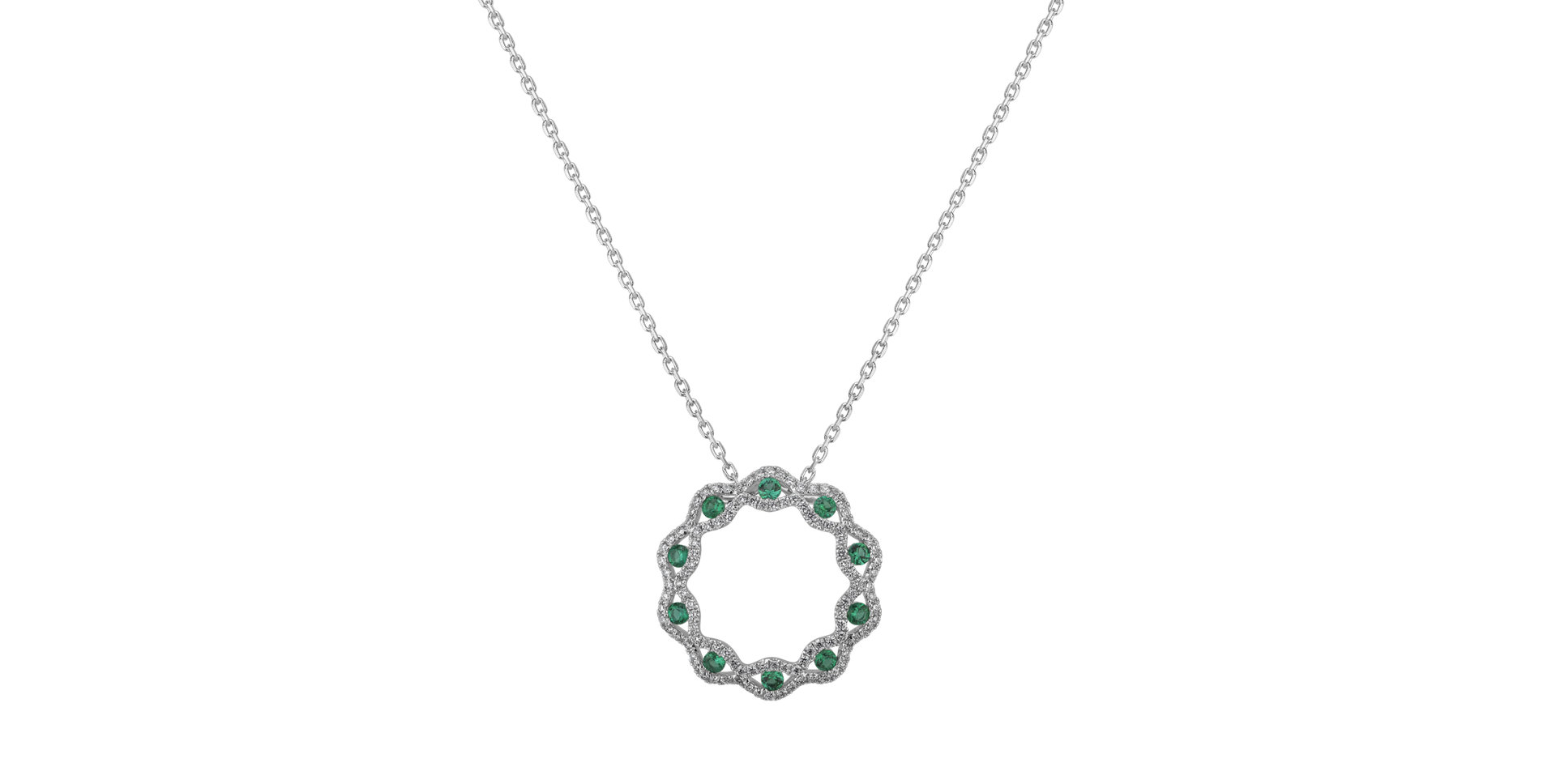 Diamond pendant with Emerald Laronda