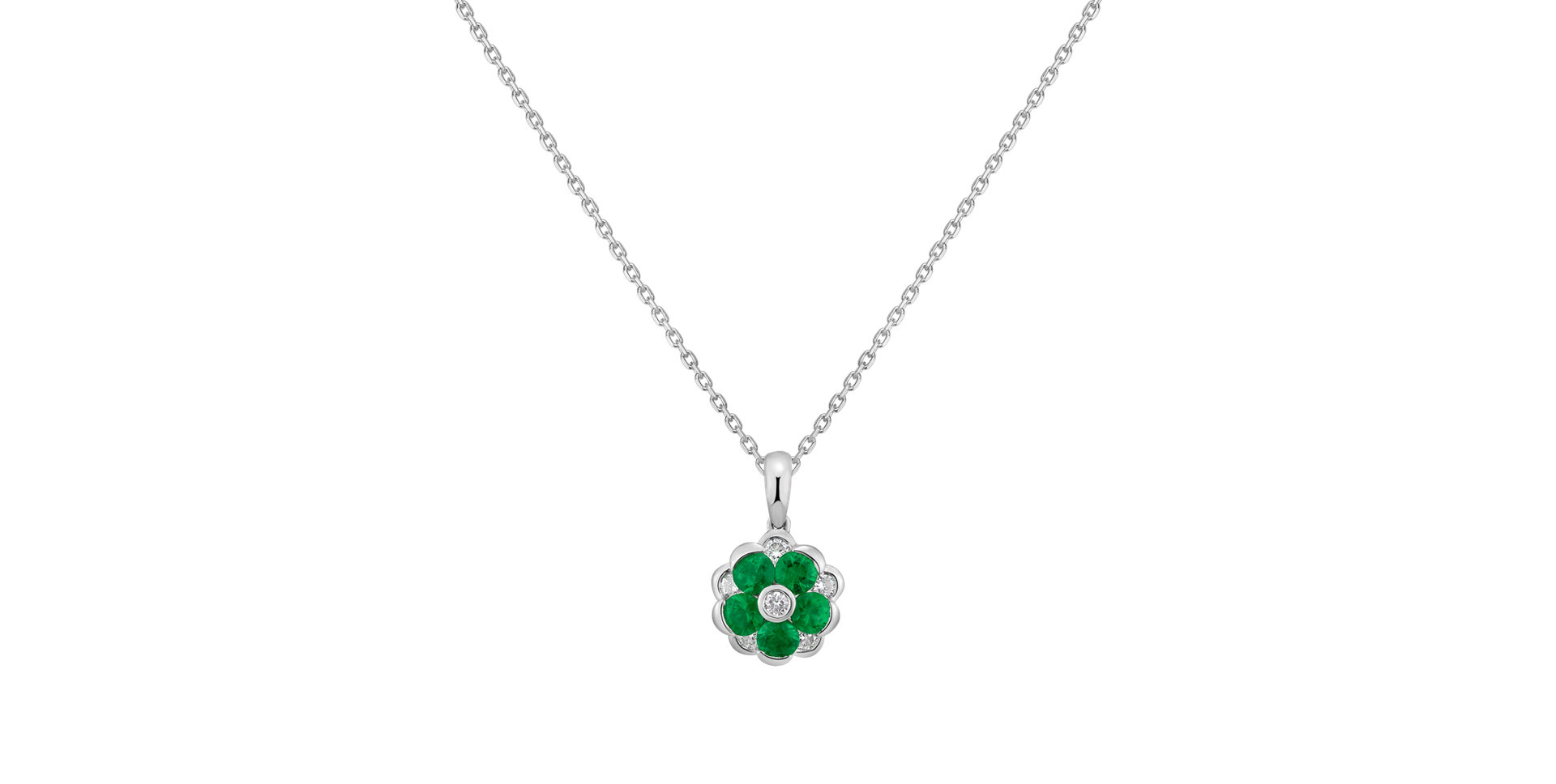 Diamond pendant with Emerald Amina