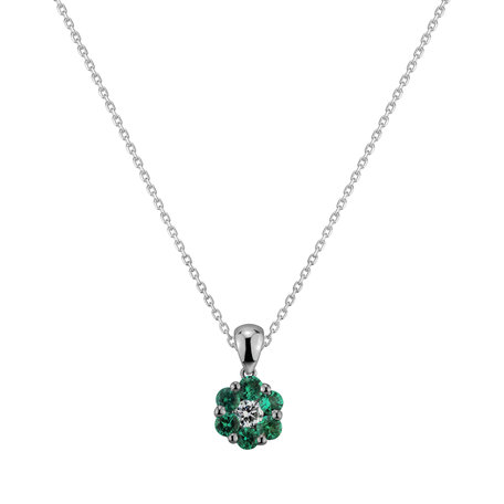 Diamond pendant with Emerald Fancy Daisy
