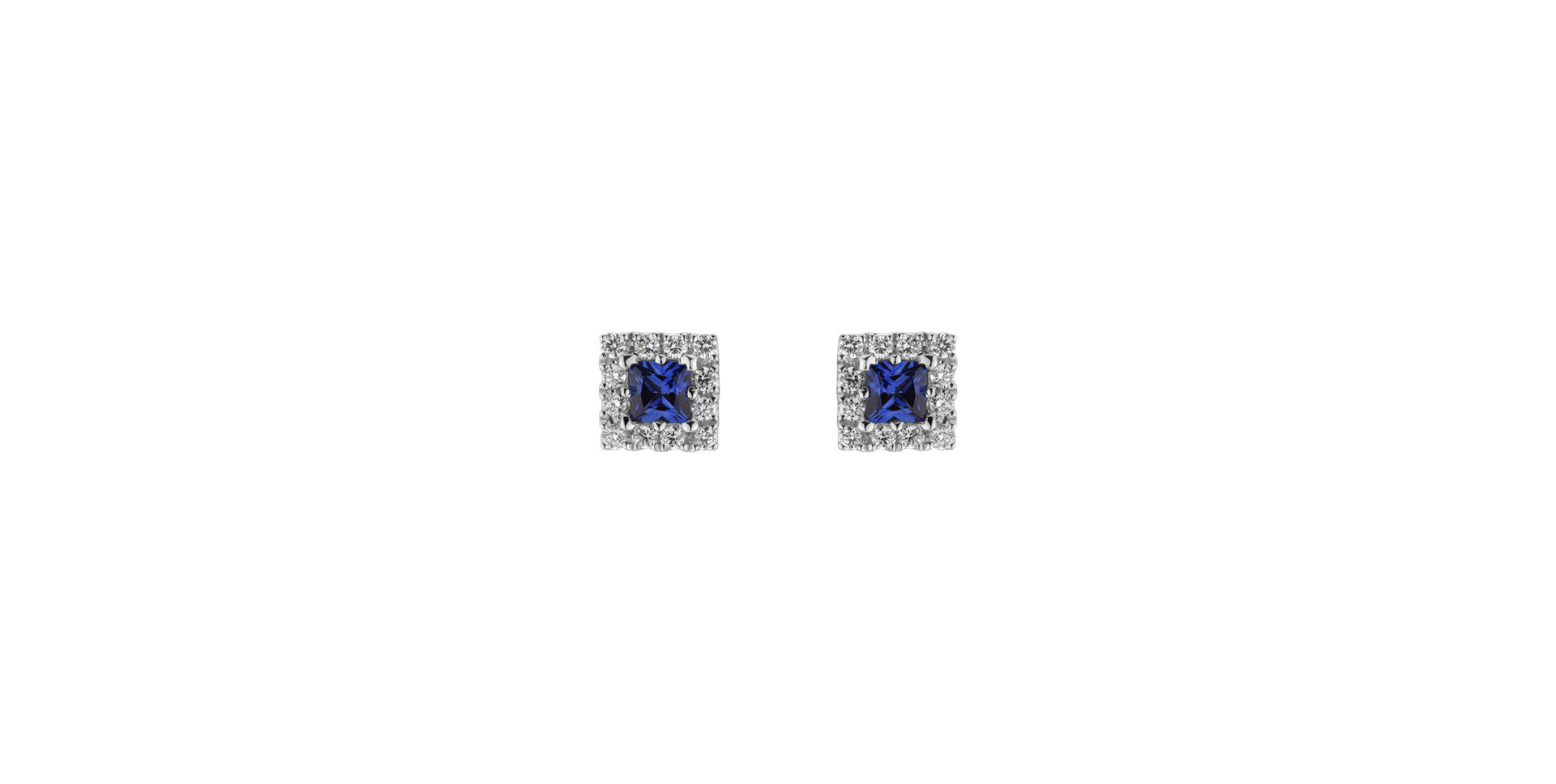 Diamond earrings with Sapphire Royal Squares