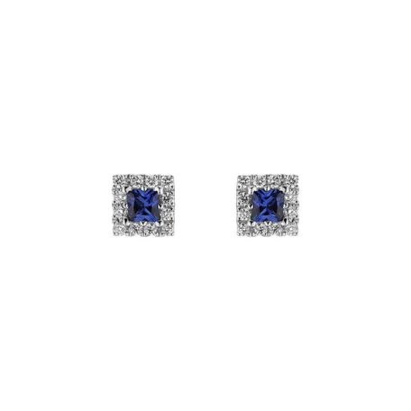 Diamond earrings with Sapphire Royal Squares