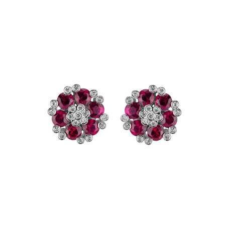 Diamond earrings with Ruby The Ruby Garden