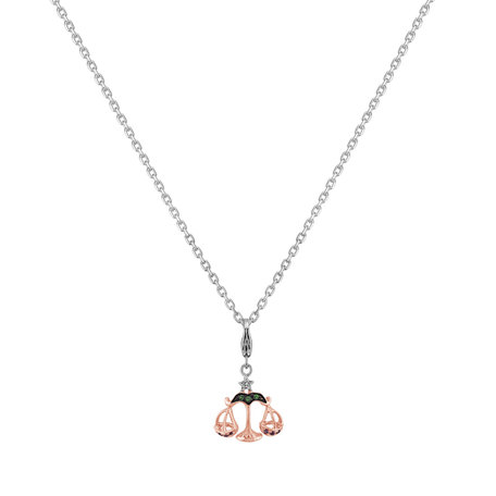 Diamond pendant with Garnet and Sapphire Diamond Libra