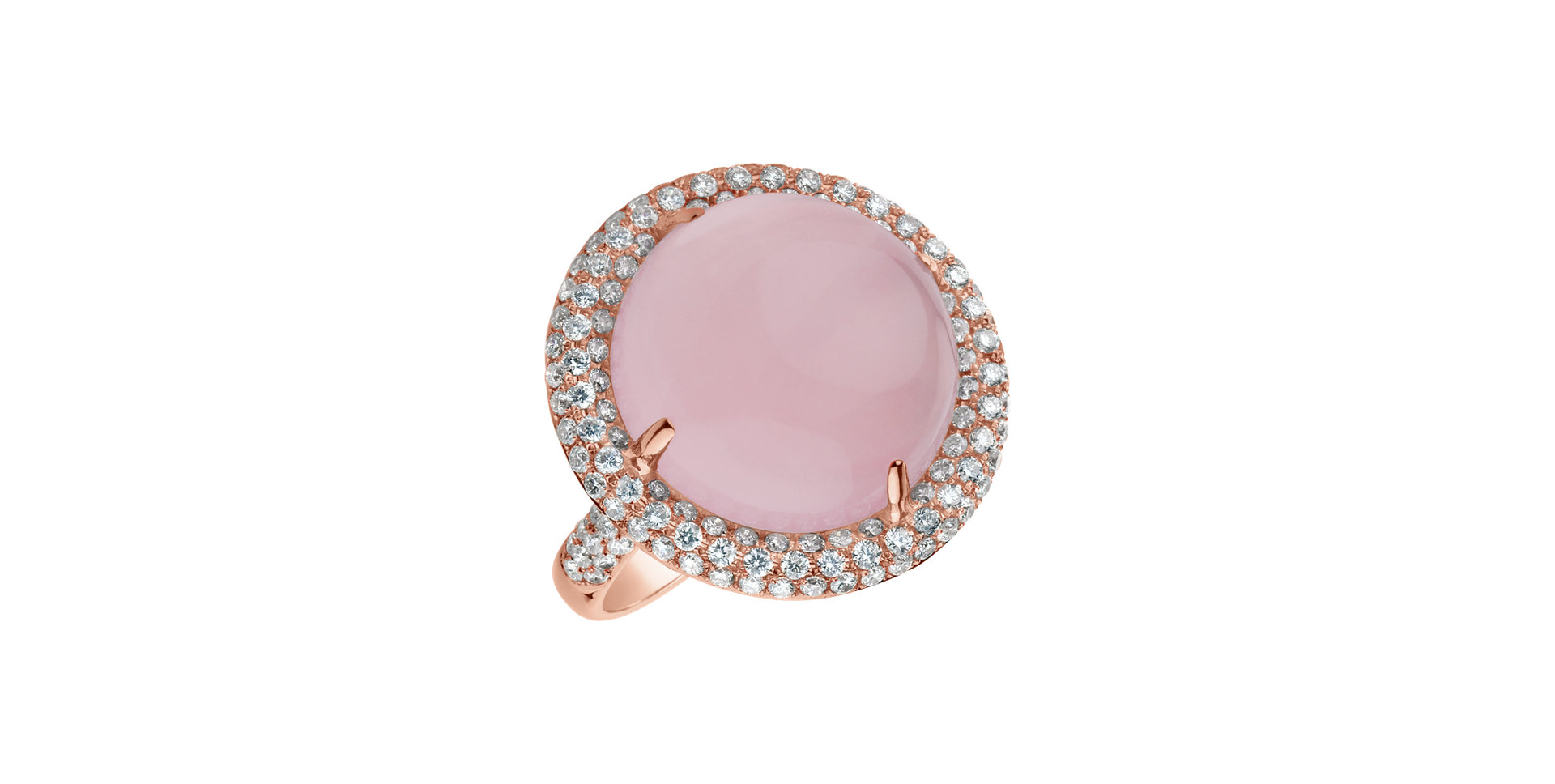 Diamond ring with Rose Quartz Pink Princess