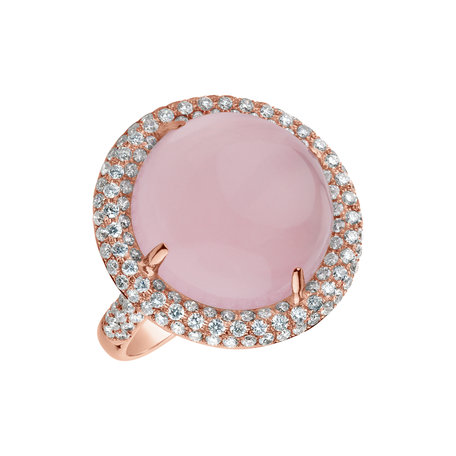Diamond ring with Rose Quartz Pink Princess