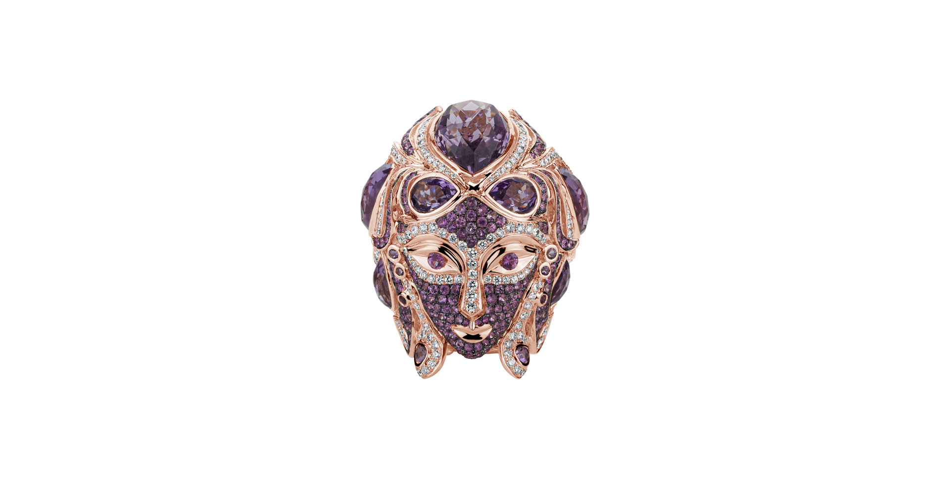 Diamond ring with Sapphire and Amethyst Sapphire Venus