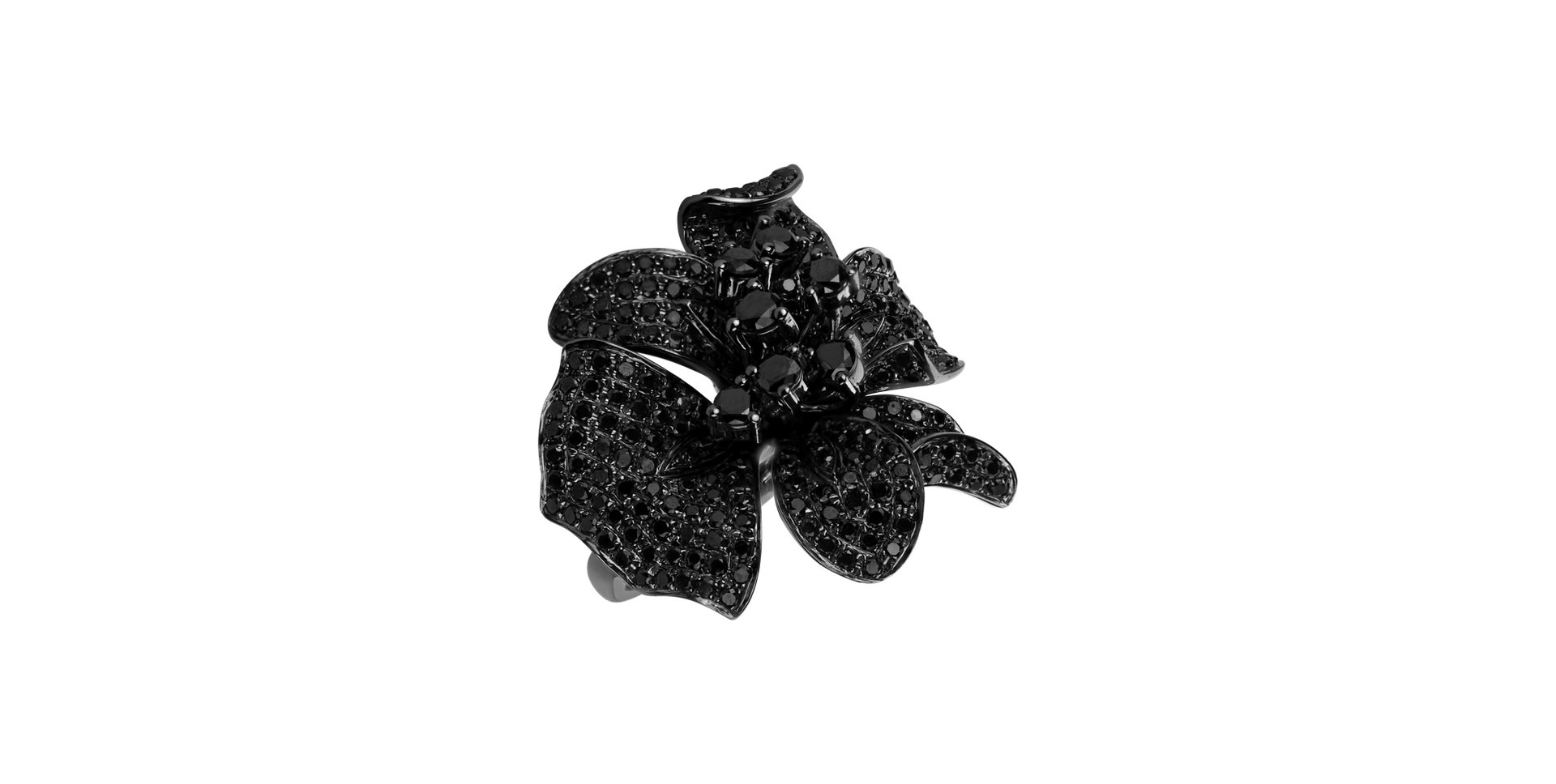 Ring with black diamonds Orchid Glam