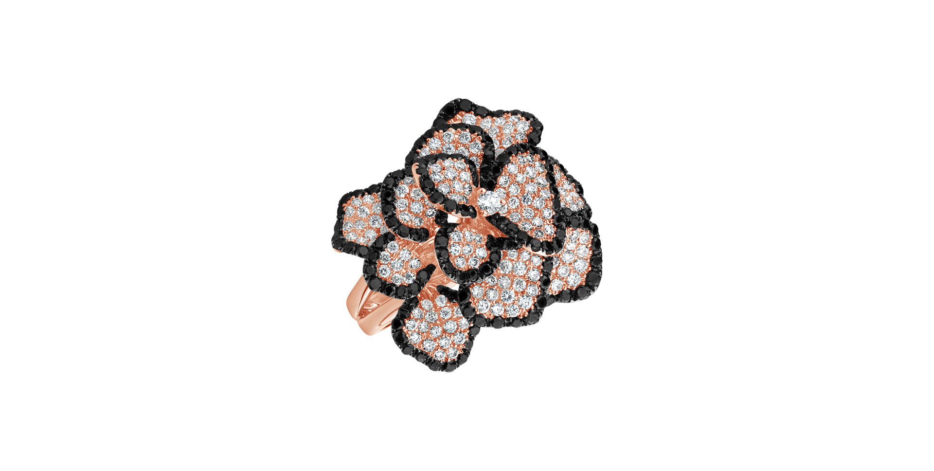 Ring with black and white diamonds Countess Magnolia