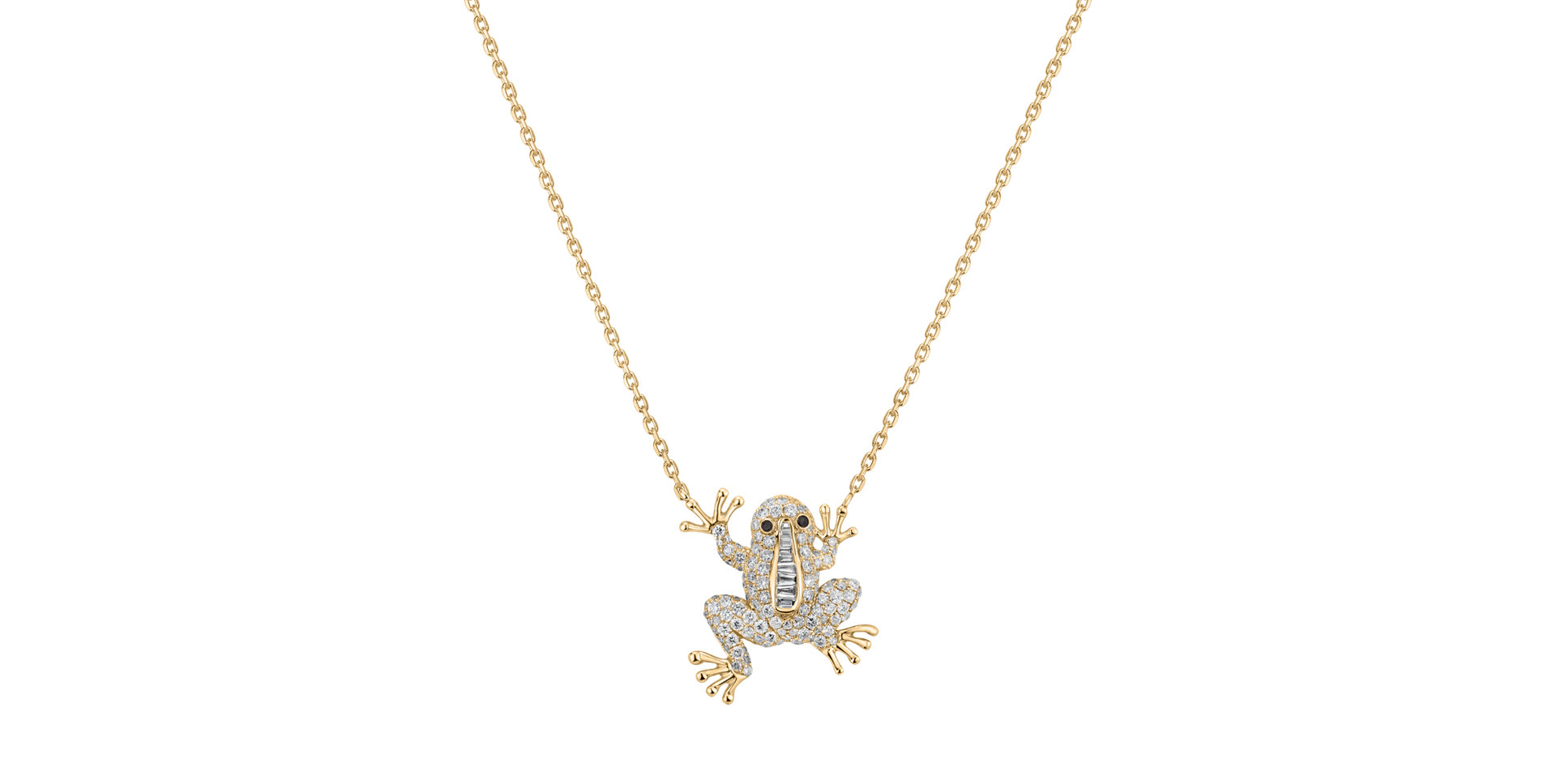 Necklace with black and white diamonds Magic Frog