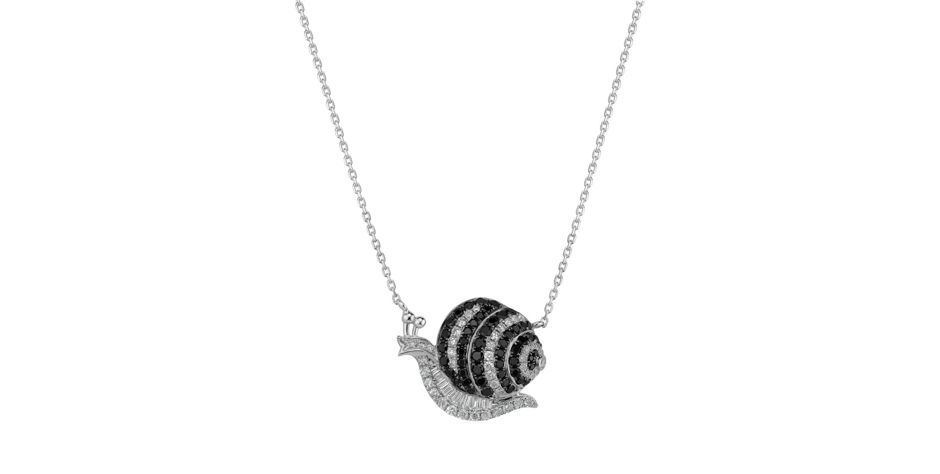 Necklace with black and white diamonds Fantasy Snail