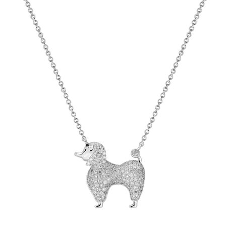 Necklace with black and white diamonds Poodle Luck