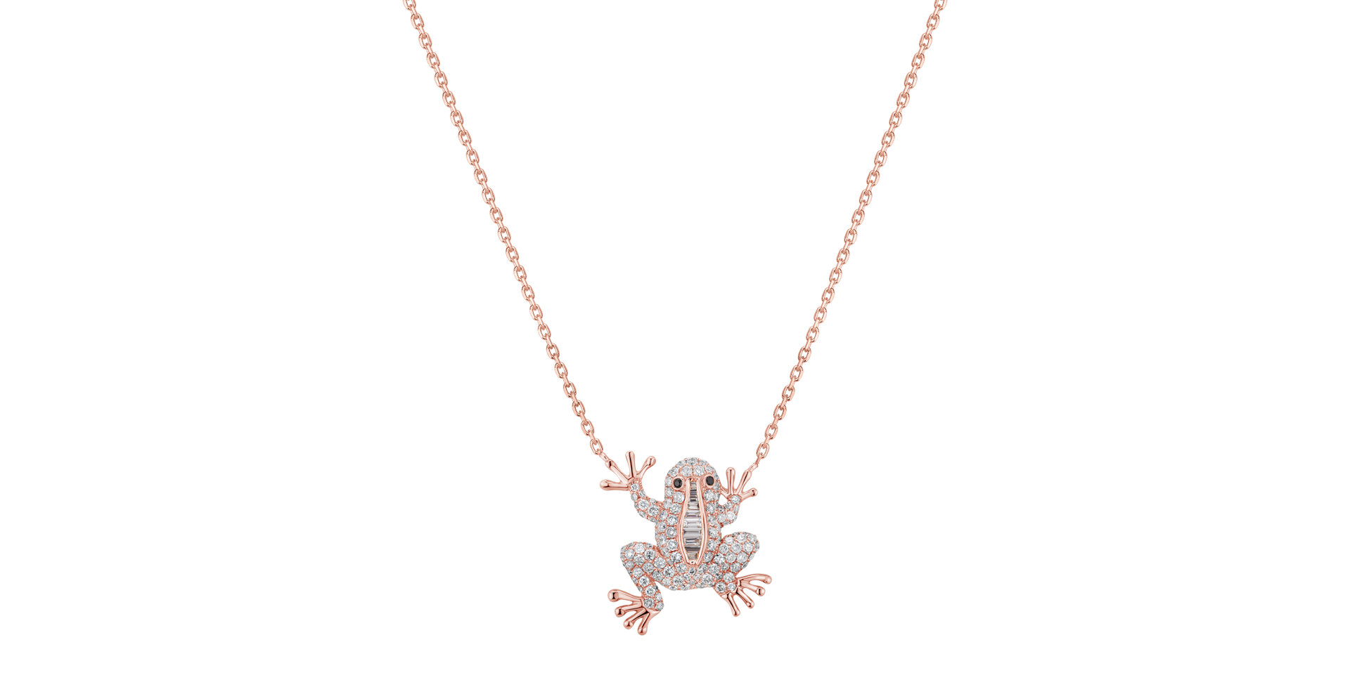 Necklace with black and white diamonds Magic Frog