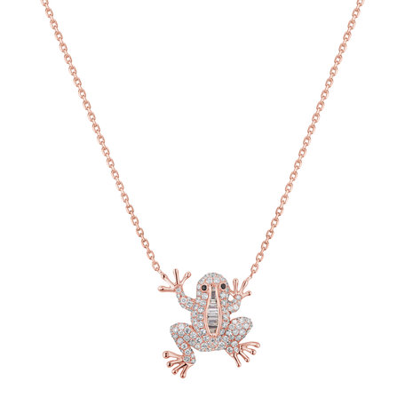 Necklace with black and white diamonds Magic Frog