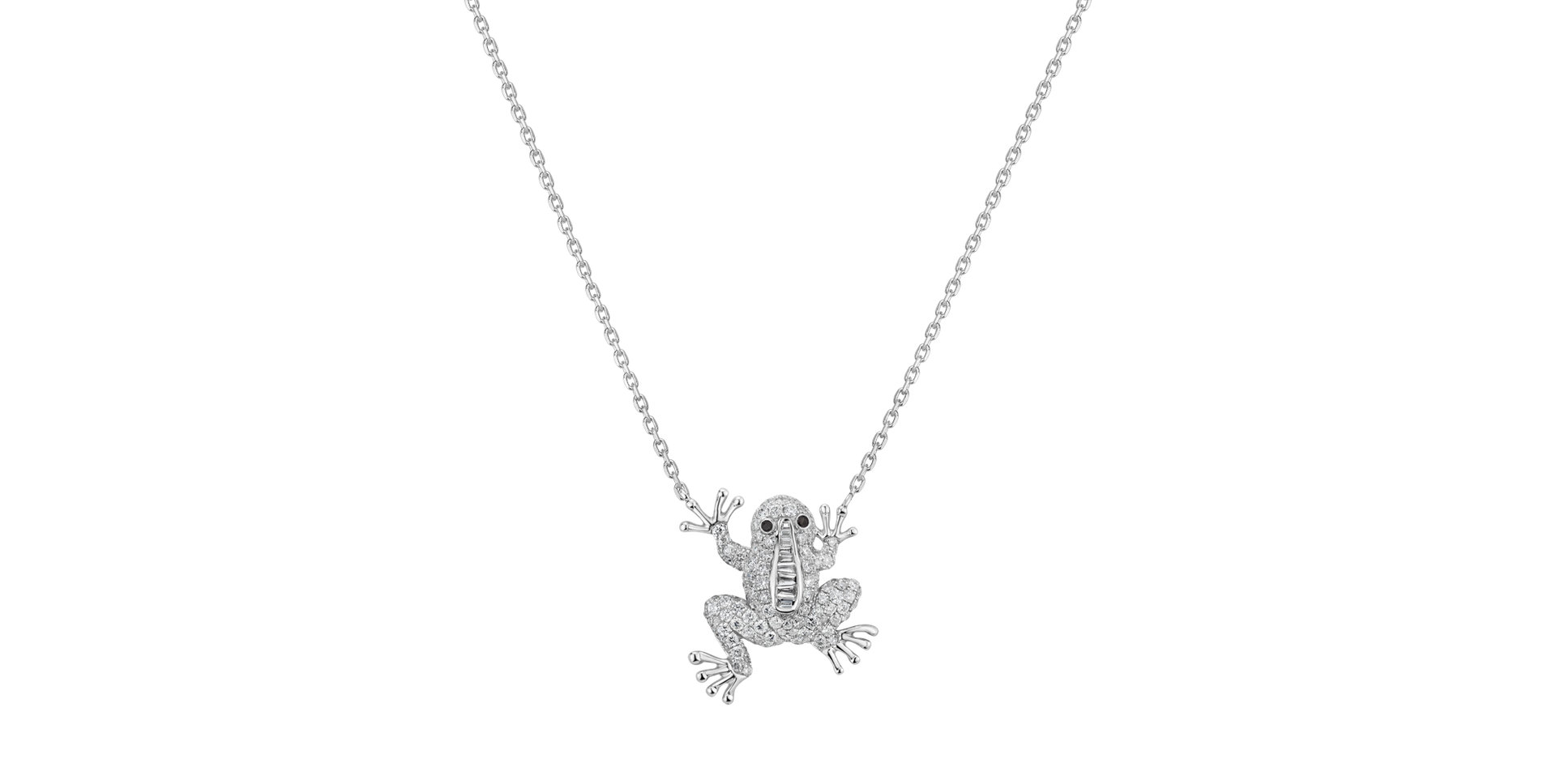 Necklace with black and white diamonds Magic Frog