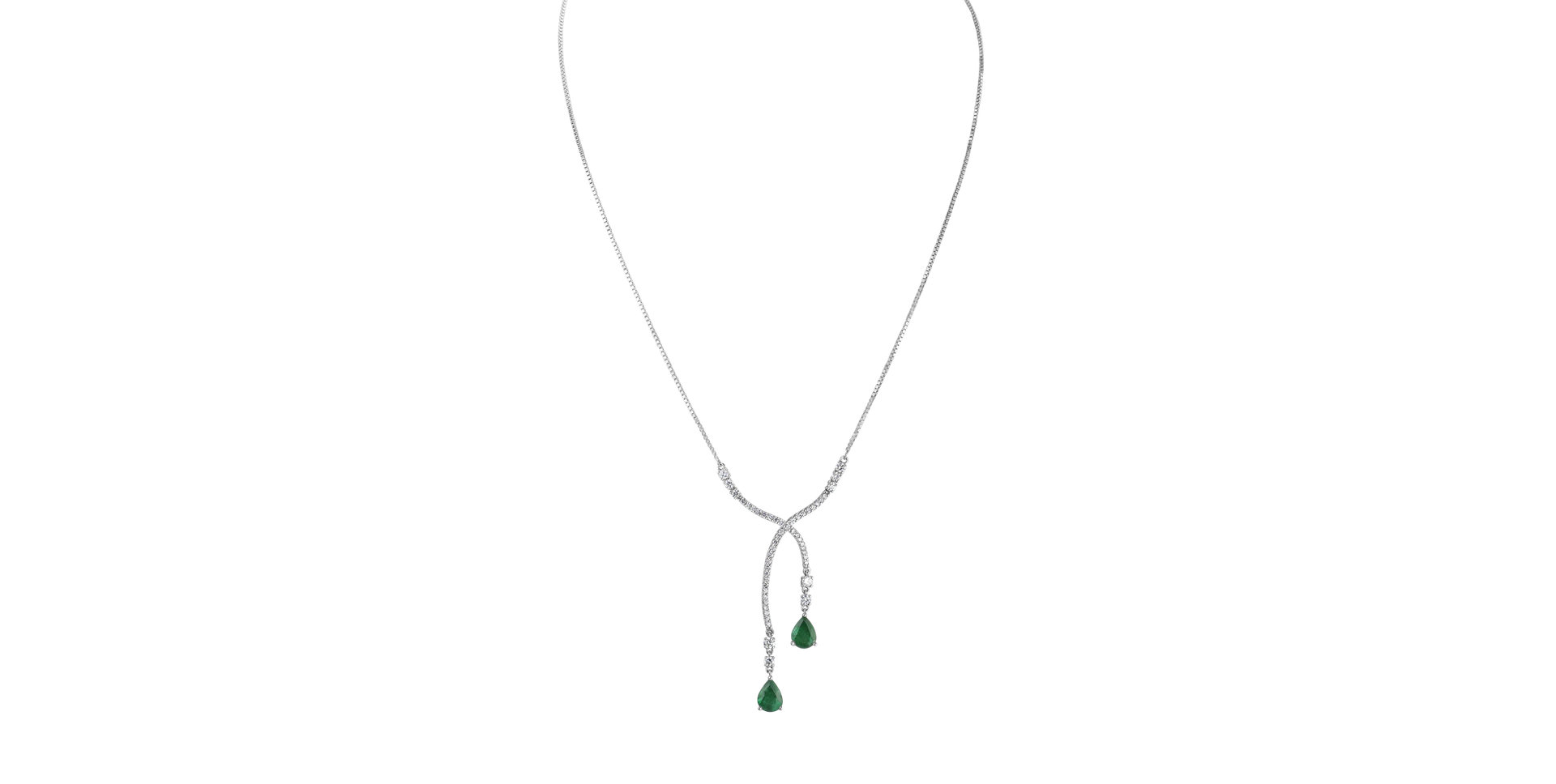 Diamond necklace with Emerald Emerald Tear