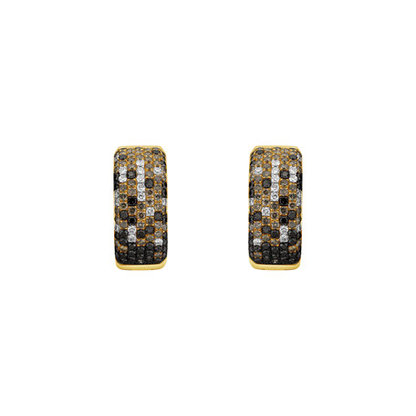 Earrings with white, brown and black diamonds Luella