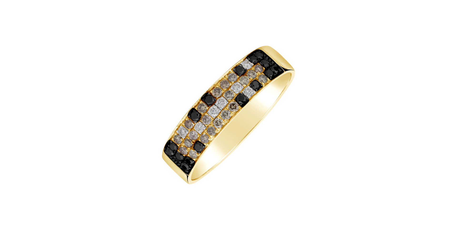 Ring with white, brown and black diamonds Arminda