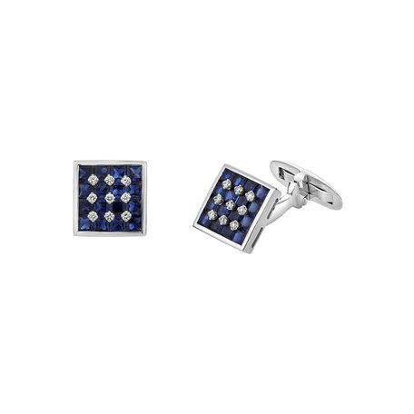 Diamond Cufflinks with Sapphire Formal Finesse