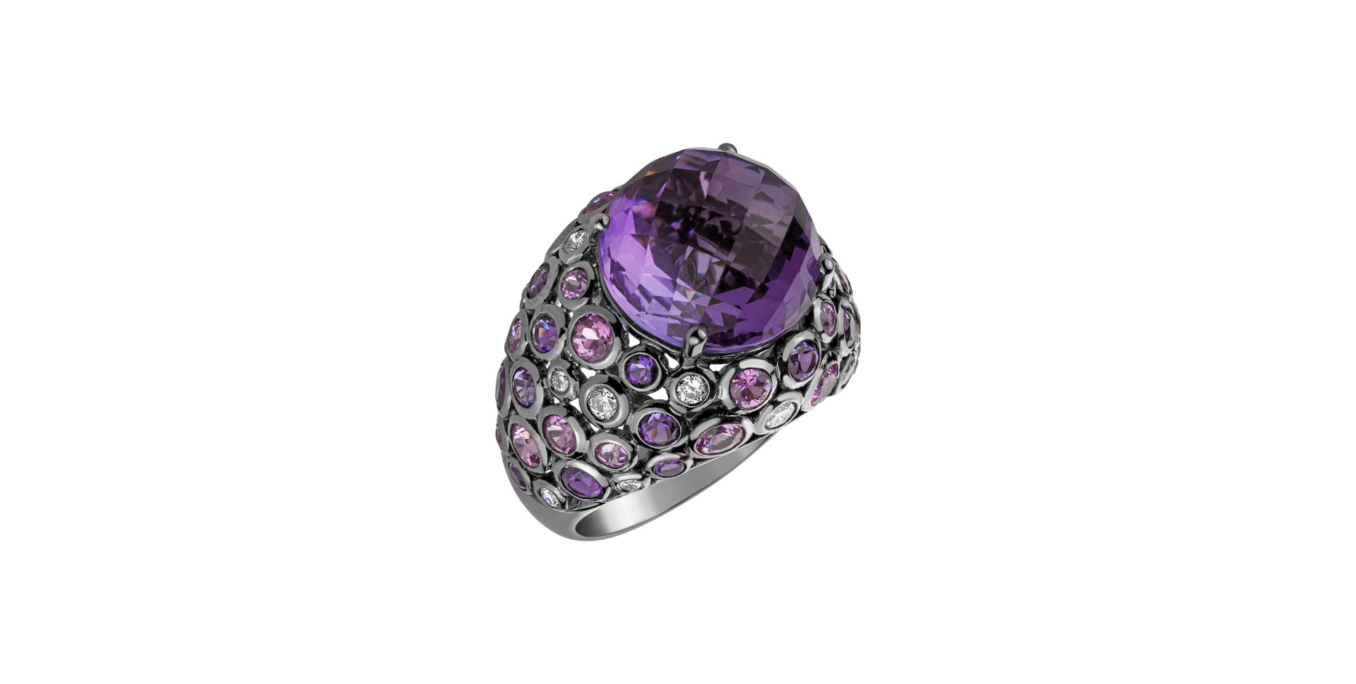 Diamond ring with Amethyst and Sapphire Estela