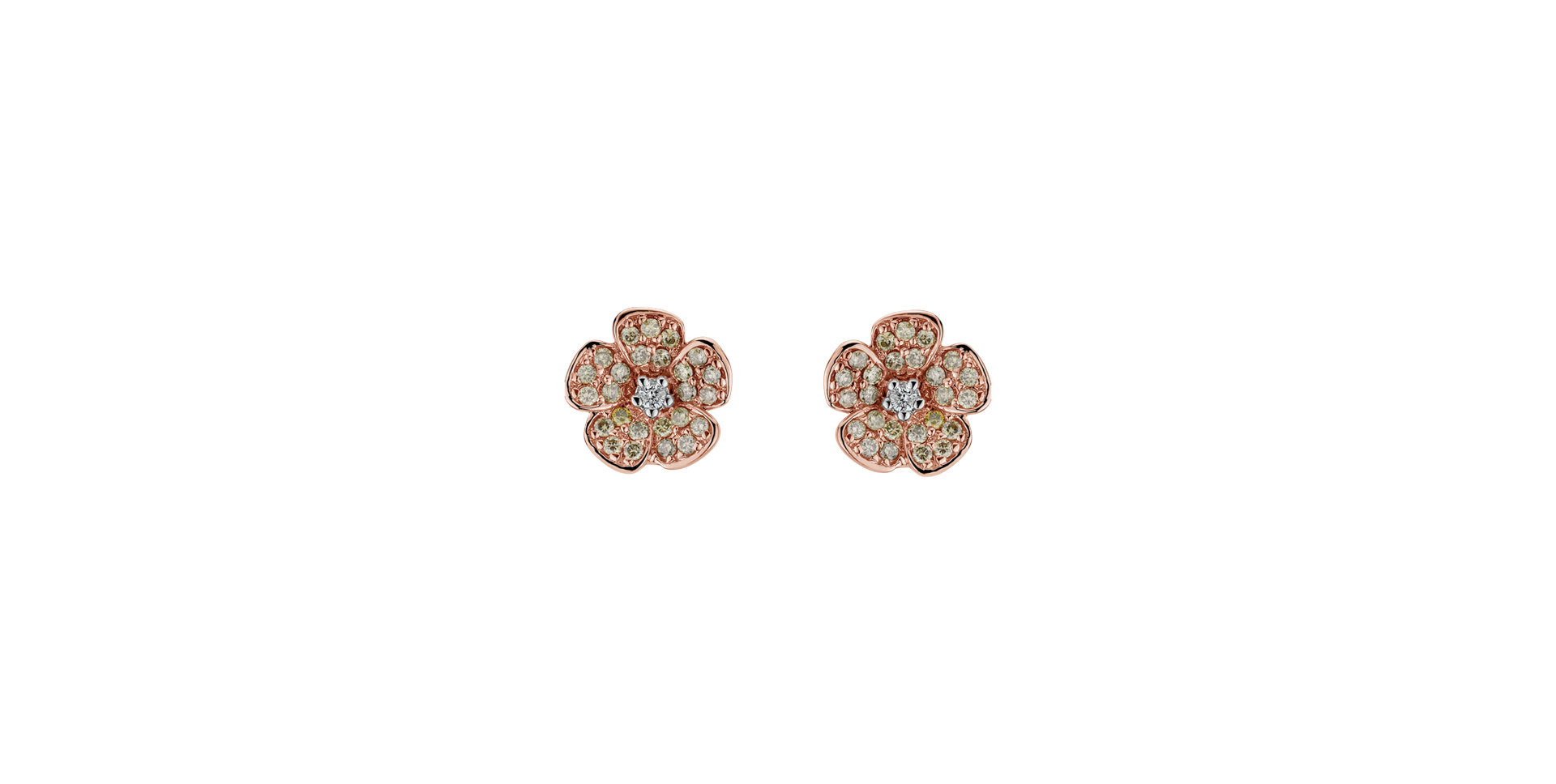 Earrings with brown and white diamonds Radiant Rose