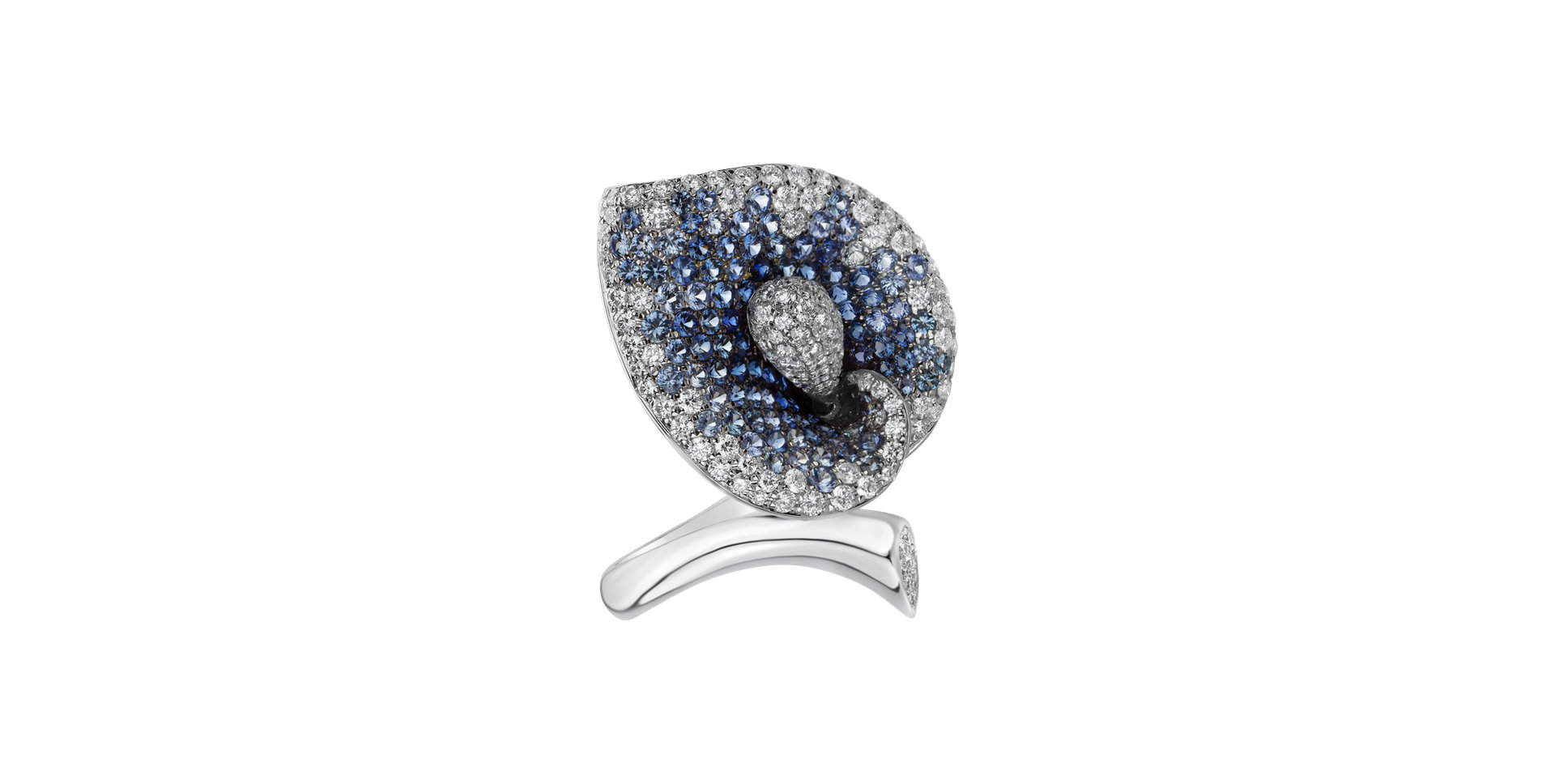 Diamond ring with Sapphire Ice Lily